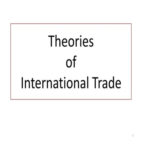 Theories Of International Trade