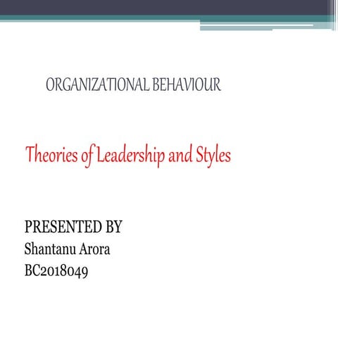 Theories of leadership and styles ppt by shantanu arora