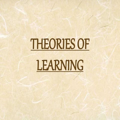 Theories of learning Power Point Presentation