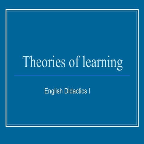 Theories of learning