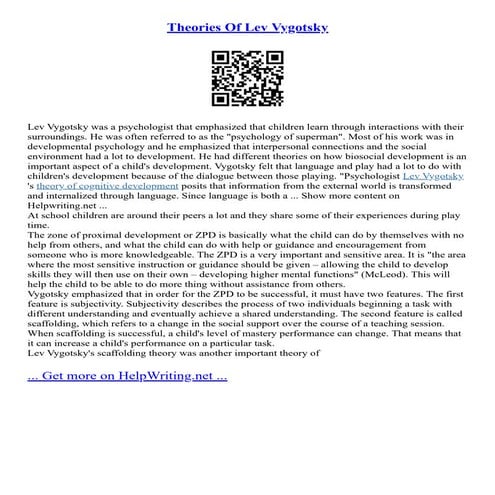 Theories Of Lev Vygotsky