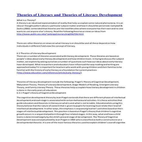 Theories of literacy and theories of literacy