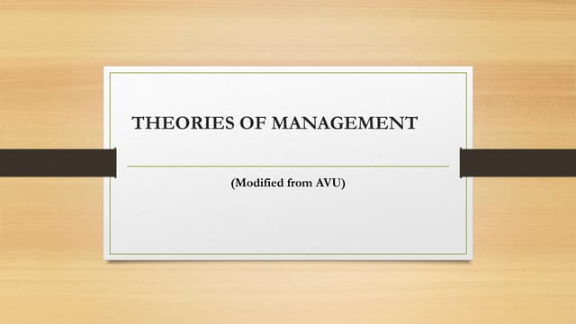 Theories of management