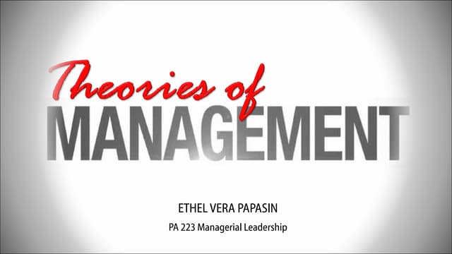 Theories of management 