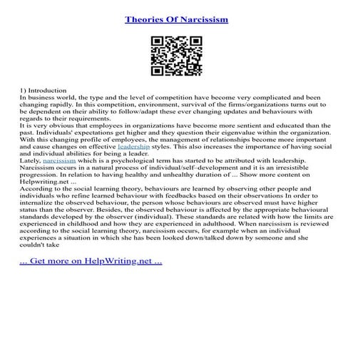 Theories Of Narcissism | PDF