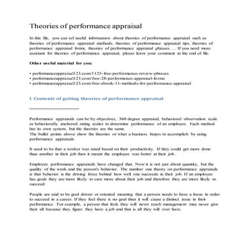 Theories of performance appraisal
