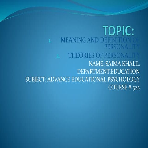 Theories of personality