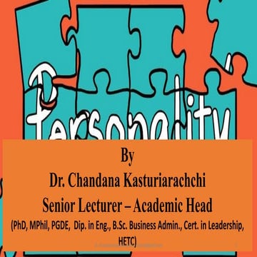 Dr. Chandana Kasturiarachchi - Theories of personality