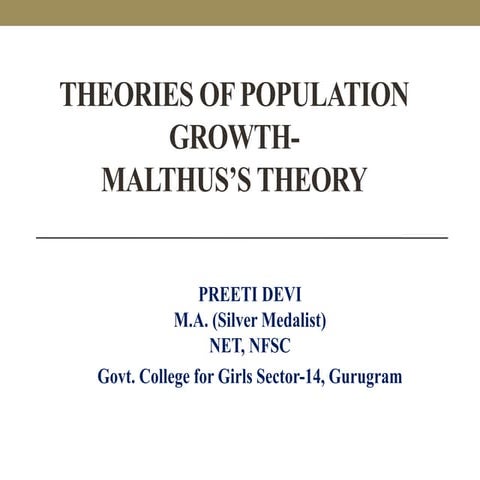 Theories of population growth Malthus Theory