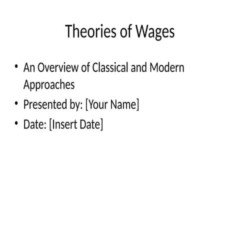Theories of wages | PDF
