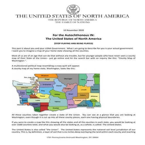 For the Autochthonous IN: The United States of North America