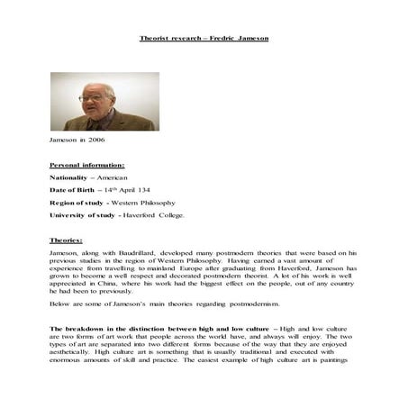 Theorist research   fredric jameson