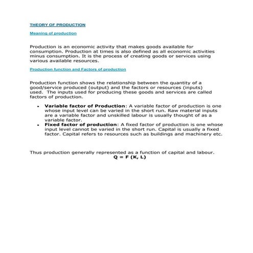 Theory of-production