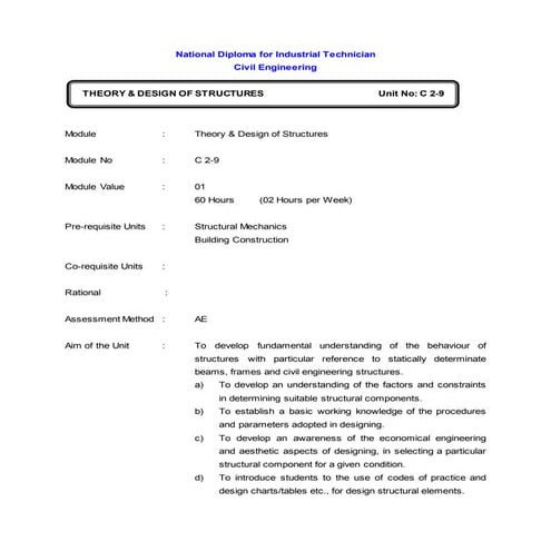 NCIT civil Syllabus 2013-2014