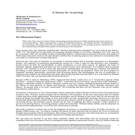 Theory For E Learning