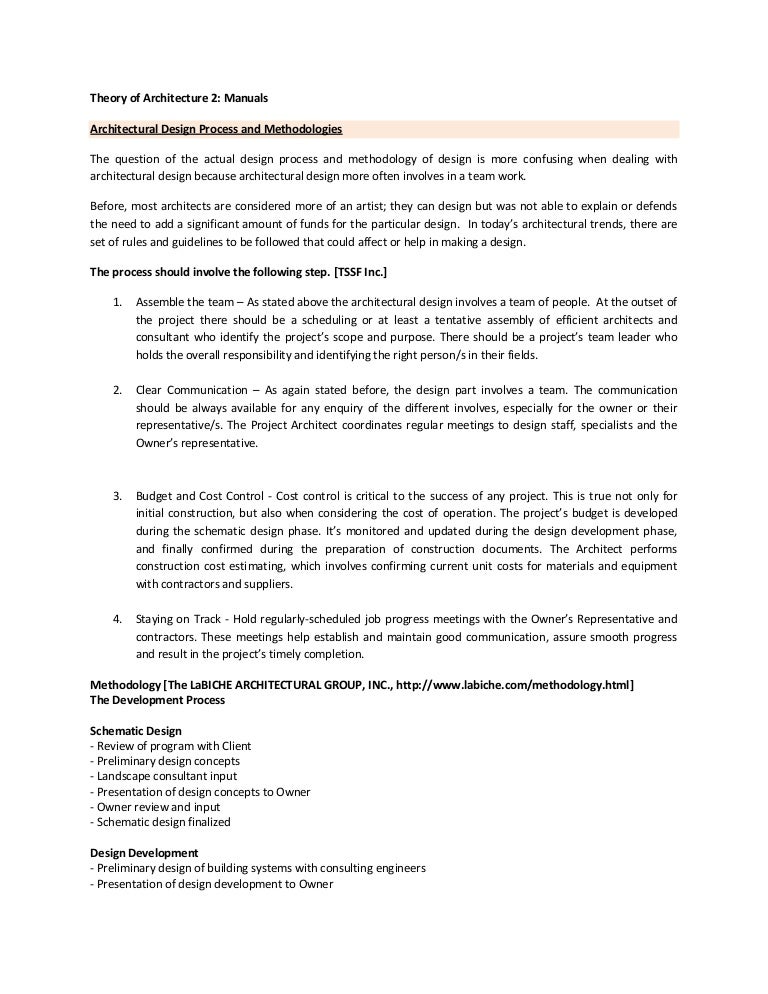 Architecture Design Methodology theory of architecture 2 Architecture Design Methodology theory of architecture 2