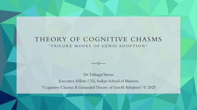 Theory of Cognitive Chasms: Failure Modes of GenAI Adoption