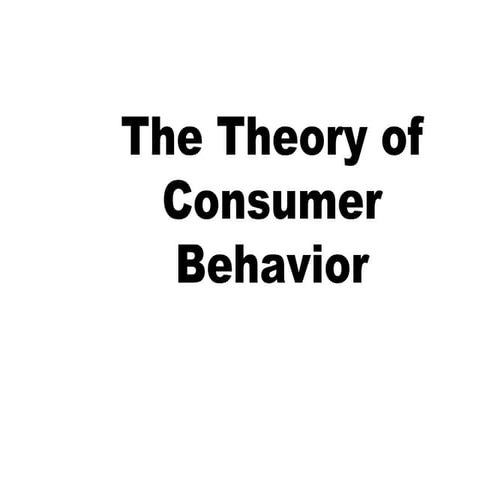 Theory of consumer behavior