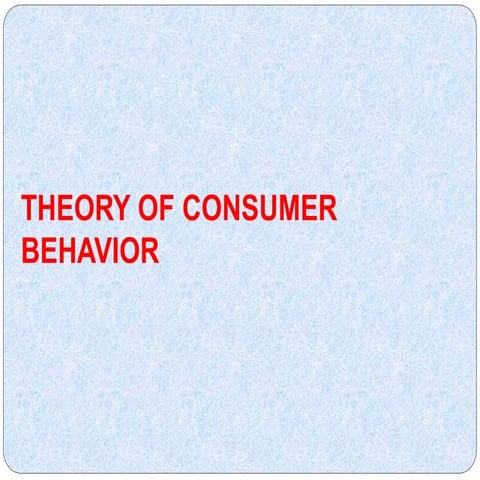 Theory of consumer behavior