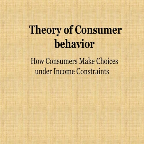 Theory of consumer behavior  cardinal approach