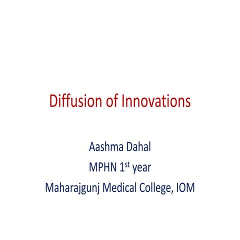 Theory of Diffusion of innovations presentation