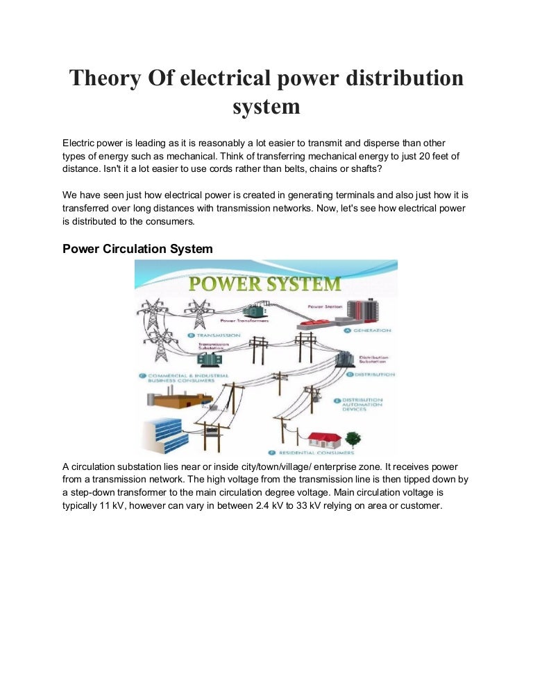 Theory Of Electrical Power Distribution System