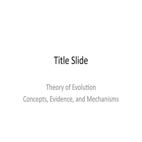 Comprehensive Exploration of the Theory of Evolution: Concepts ...