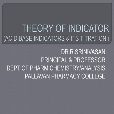 Theory of Indicators/choice of indicator/acid base indicator
