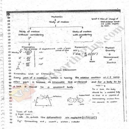Theory of Mechanics  1 (TOM) Mechanical Engineering Handwritten classes Notes...