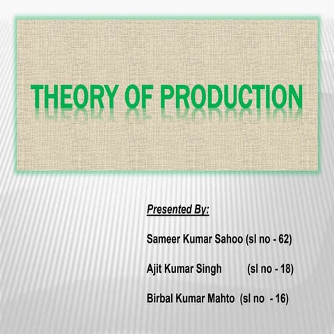 Theory of Production