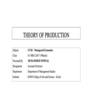 Theory of production