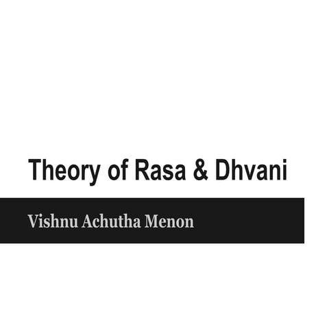 Theory of Rasa & Dhavani