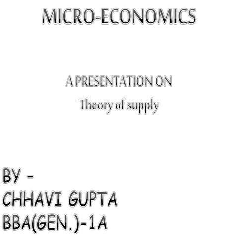 Theory of supply