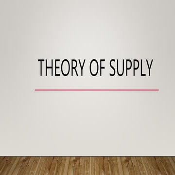 Theory of Supply 