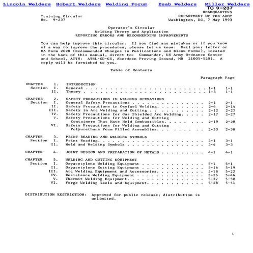 Theory of Welding - US Army TC 9-237