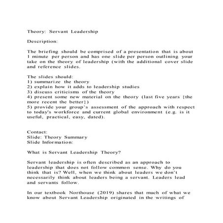 Theory servant leadership description the briefing shoul