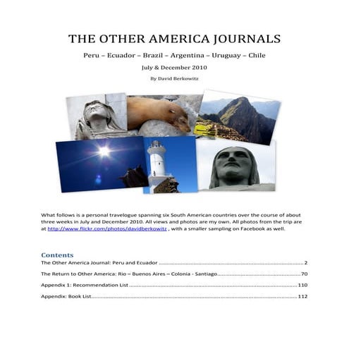 The Other Americas Journal: Travels through South America