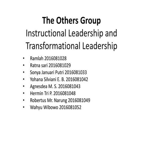 instructional leadership and transformational leadership
