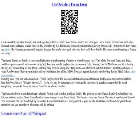 The Outsiders Book Report Essay PDF