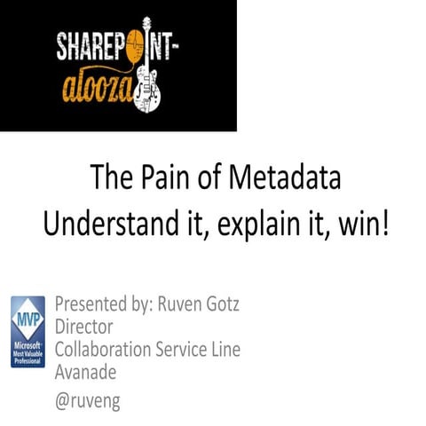 The pain of metadata - SharePointalooza - 2015
