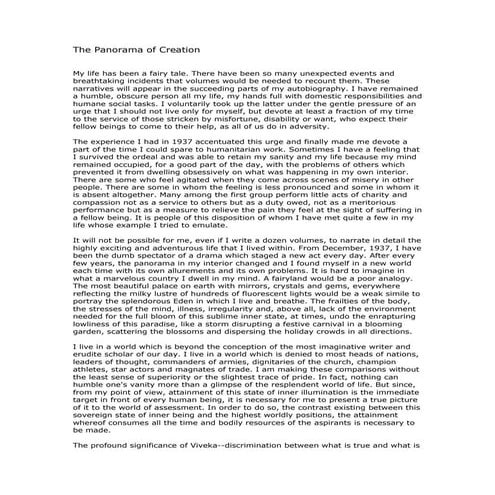 The panorama of creation