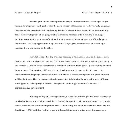 Language Development of Children with Down Syndrome