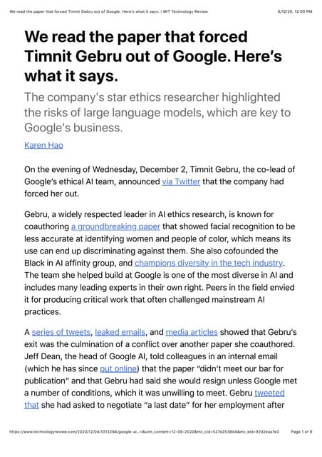 The paper that forced Timnit Gebru out of Google