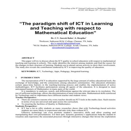 The paradigm shift of ict in learning and teaching with respect to mathematic...