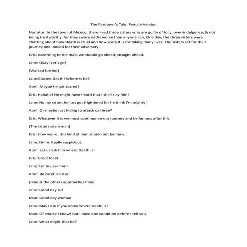 The Pardoner's Tale Script