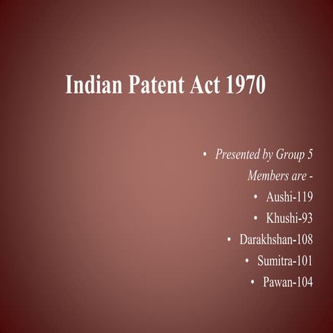 The patent act 1970