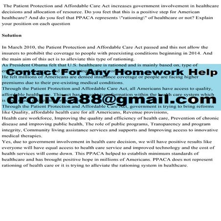 The Patient Protection and Affordable Care Act (2010) is a pivotal p.docx