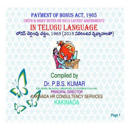 The payment of bonus act   telugu ppt
