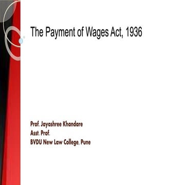 The Payment of Wages Act, 1936