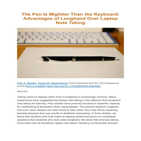 The Pen Is Mightier Than the Keyboard article